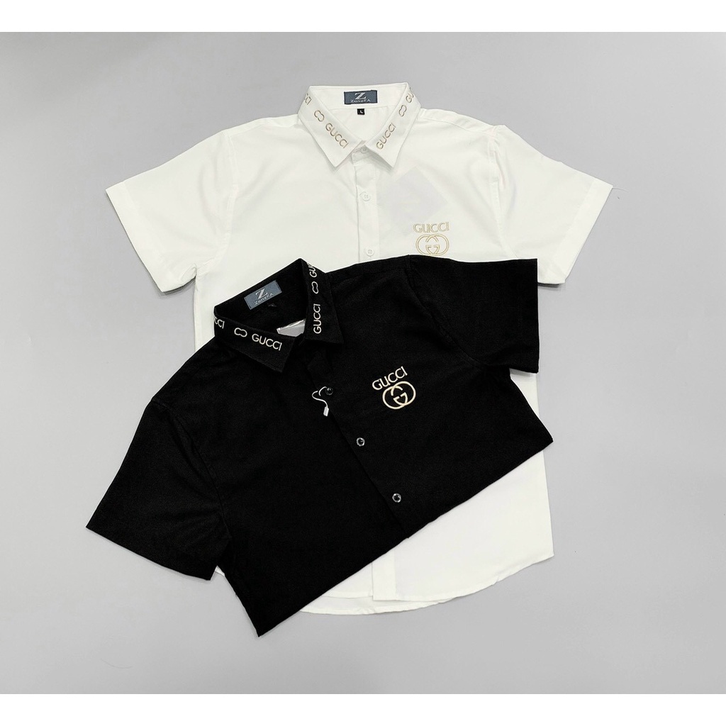 Áo sơ mi nam tay ngắn vải đũi CAO CẤP phối màu sang trọng dập chữ nổi giá rẻ chuẩn shop | BigBuy360 - bigbuy360.vn