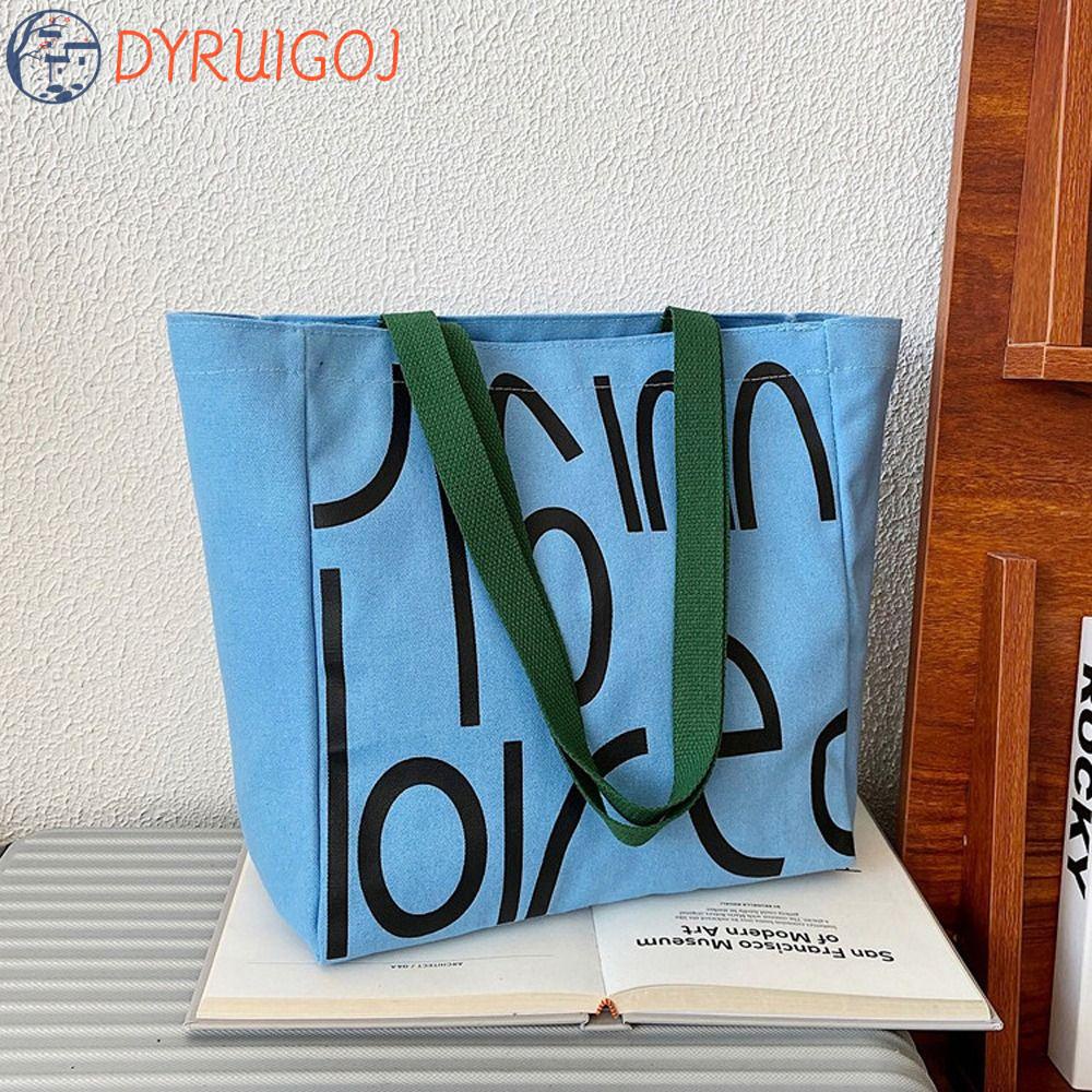 DYRUIDOJ Túi Xách Canvas Cỡ Lớn In Chữ Thời Trang Cho Nữ