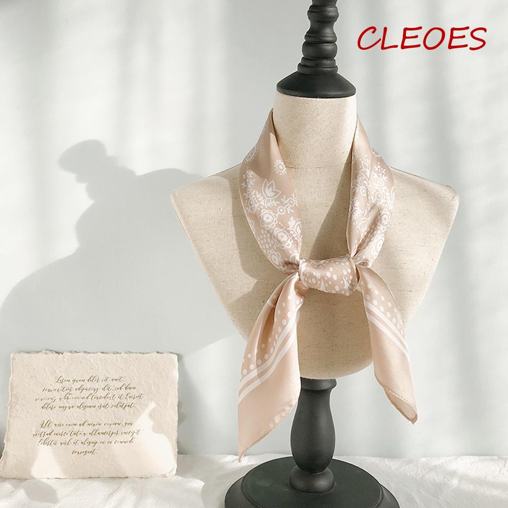 CLEOES Khăn Choàng Nhỏ Bằng Lụa Satin In Họa Tiết Hoa Thanh Lịch Mới