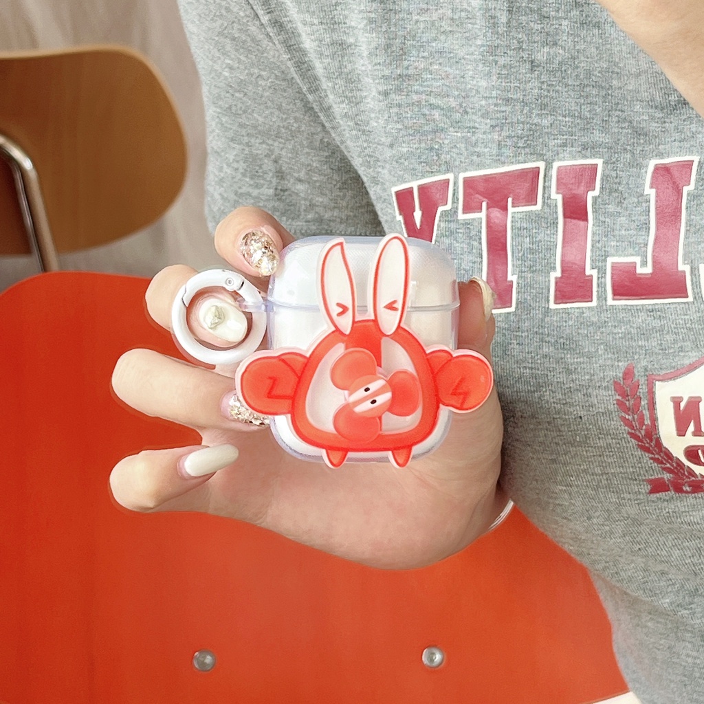 Vỏ Bảo Vệ Hộp Sạc Tai Nghe AirPods 1 2 pro2 2022 Gen3 Trong Suốt Họa Tiết Hoạt Hình 3D Kèm Móc Treo Tiện Dụng