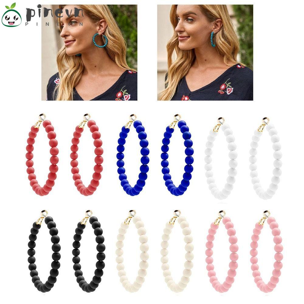 PINEVN Bông Tai Dạng Chuỗi Hạt Bằng Acrylic Phong Cách Bohemian Sáng Tạo Cho Nữ