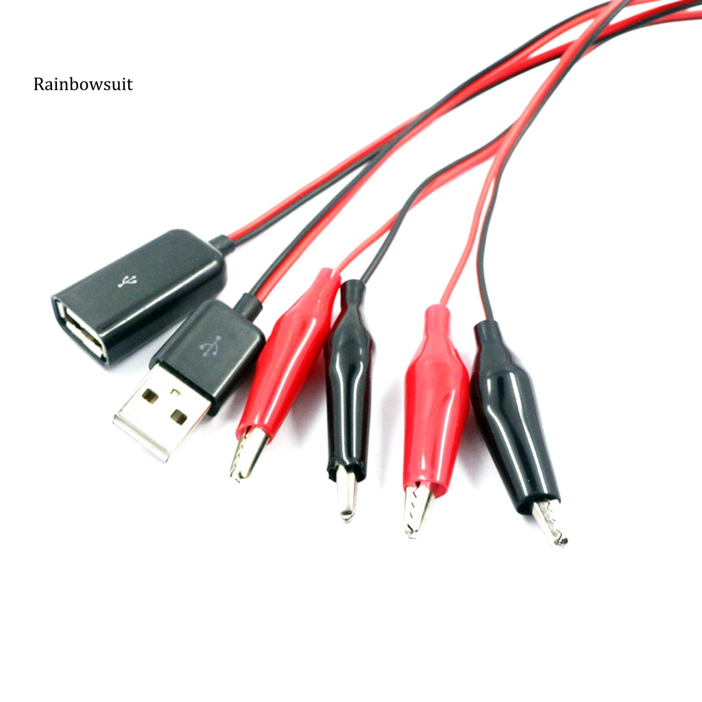 Set 2 Dây Cáp USB Đầu Đực / Cái Kẹp Cá Sấu Kiểm Tra Vôn Kế
