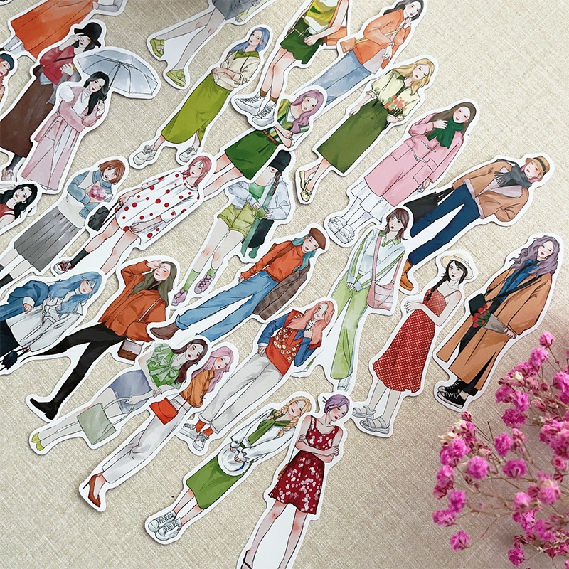 Bộ 60 Tấm Sticker Hình Cô Gái Đơn Giản Sáng Tạo