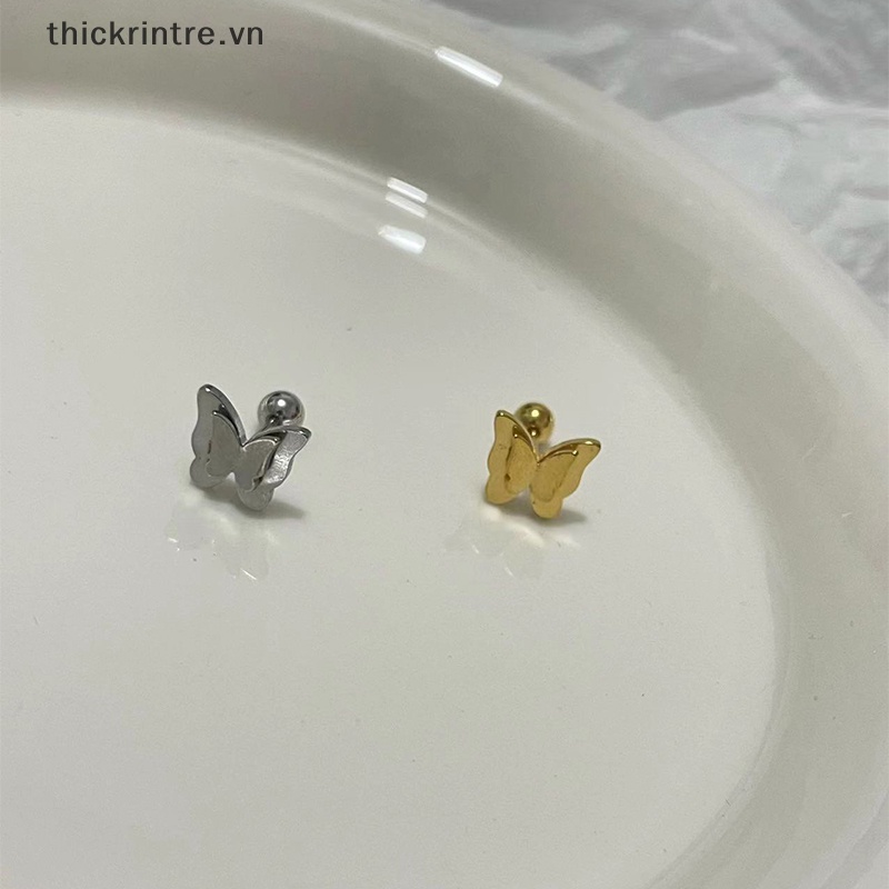 Bông Tai Đinh Tán Hình Bướm 1 Lớp Đơn Giản Cho Nữ