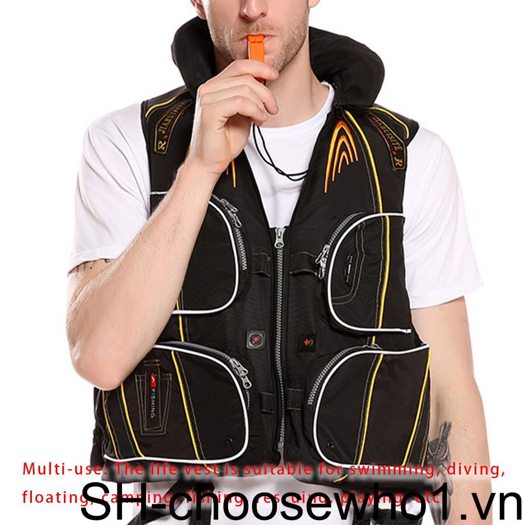 (runbu) Áo Phao Cứu Sinh Có Túi Và Còi Thổi Trơn Cho Hoạt Động Thể Thao Dưới Nước