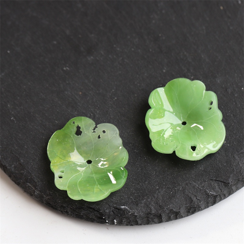 (1 cái)Lá sen thủy tinh 22mm, Nguyên liệu làm trang sức cổ trang, Nguyên liệu diy