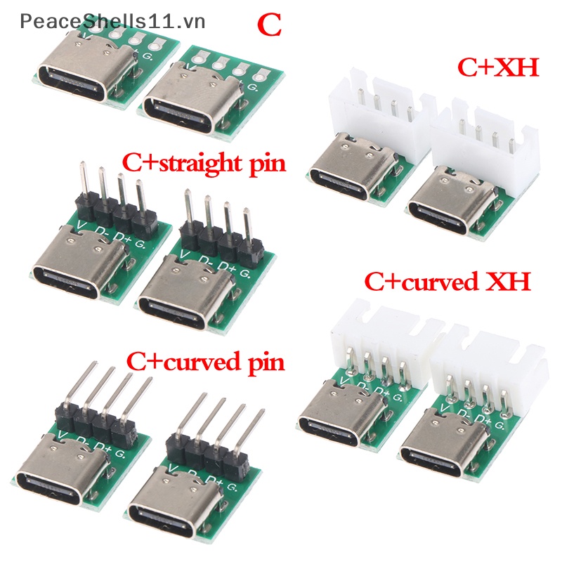 Bộ 5 Bảng Mạch Chuyển Đổi Type-C USB3.1 16 Pin Female Sang 2.54mm Type C 16P PCB Cho Cáp Dữ Liệu