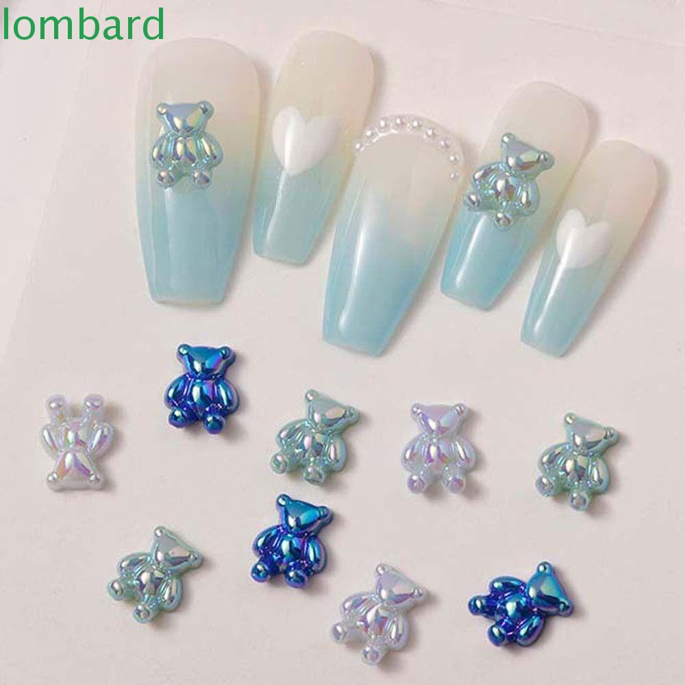 LOMBARD Bộ 5 Phụ Kiện Trang Trí Móng Tay Hình Gấu Hoạt Hình Dễ Thương Cho Nữ