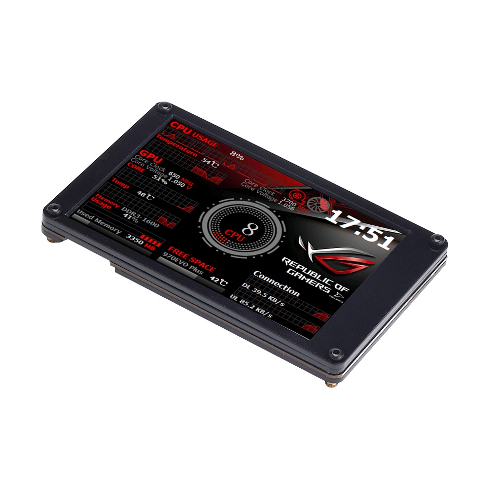 RIRIHI Cáp Dữ Liệu USB Mini 3.5 Inch IPS AIDA64 PC RAM HDD Màn Hình Hiển Thị Nhiệt Độ Cho Máy Tính