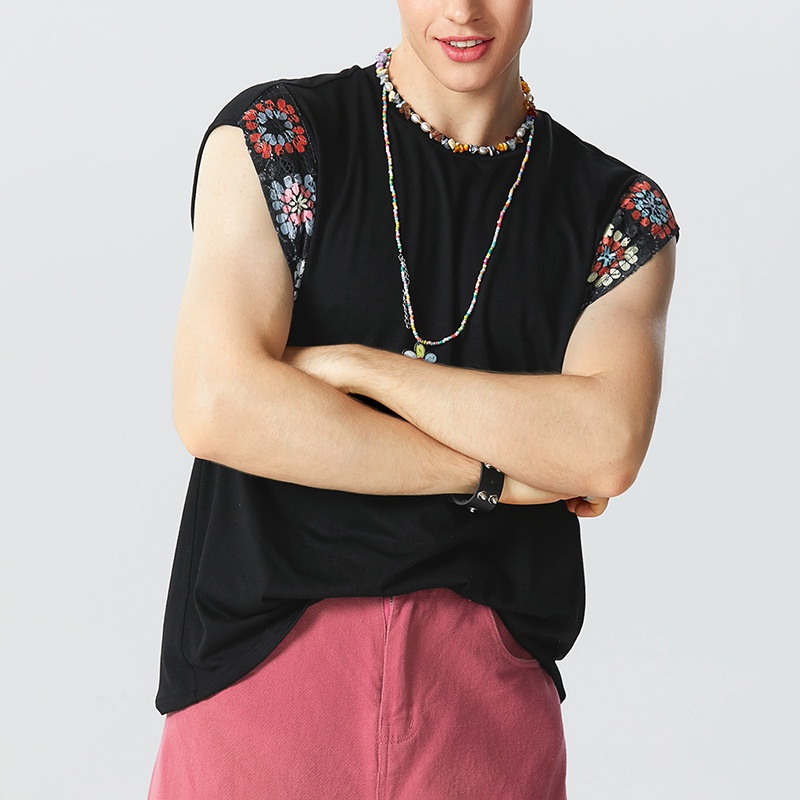 INCERUN Áo Ba Lỗ In Hoa Màu Trơn