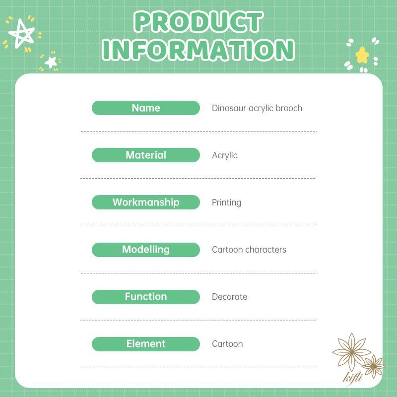 Huy Hiệu Cài Áo Hình Khủng Long Hoạt Hình Đáng Yêu Thời Trang Theo Phong Cách Nhật Hàn