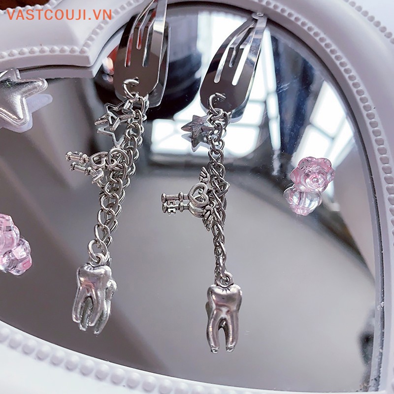 Kẹp Tóc Kim Loại Hình Thánh Giá Phong Cách Punk Hiphop VASTJI Y2K 2023