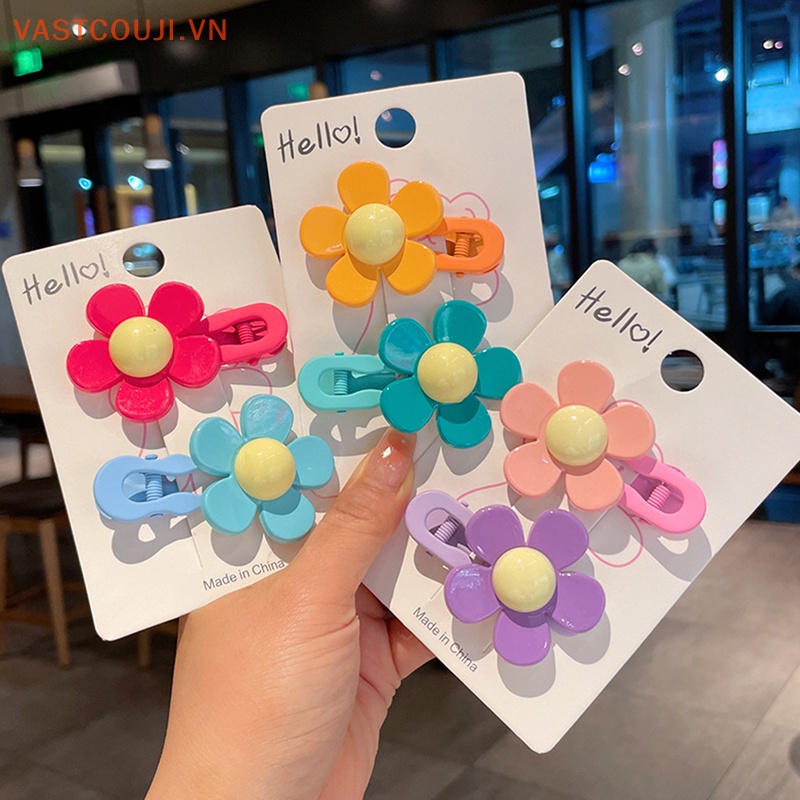 Set 2 Kẹp Tóc Hình Hoa Nhiều Màu Sắc Thời Trang Cho Nữ