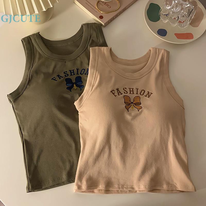 Áo Hai Dây Cổ Tròn Thêu Chữ Thời Trang Mùa Hè Dành Cho Nữ