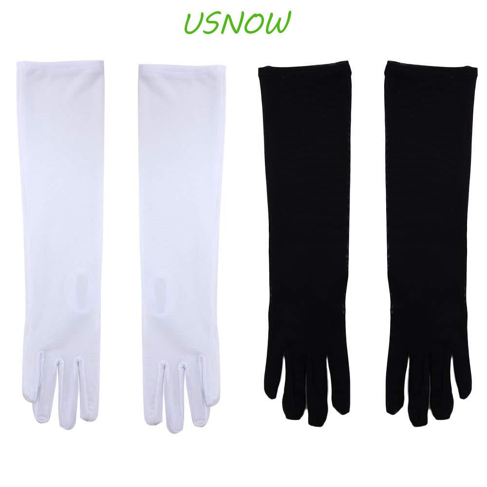 USNOW Găng Tay Lụa Siêu Mỏng Trong Suốt Chống Tia UV Phối Ren Màu Trắng / Đen Thời Trang Cho Nữ