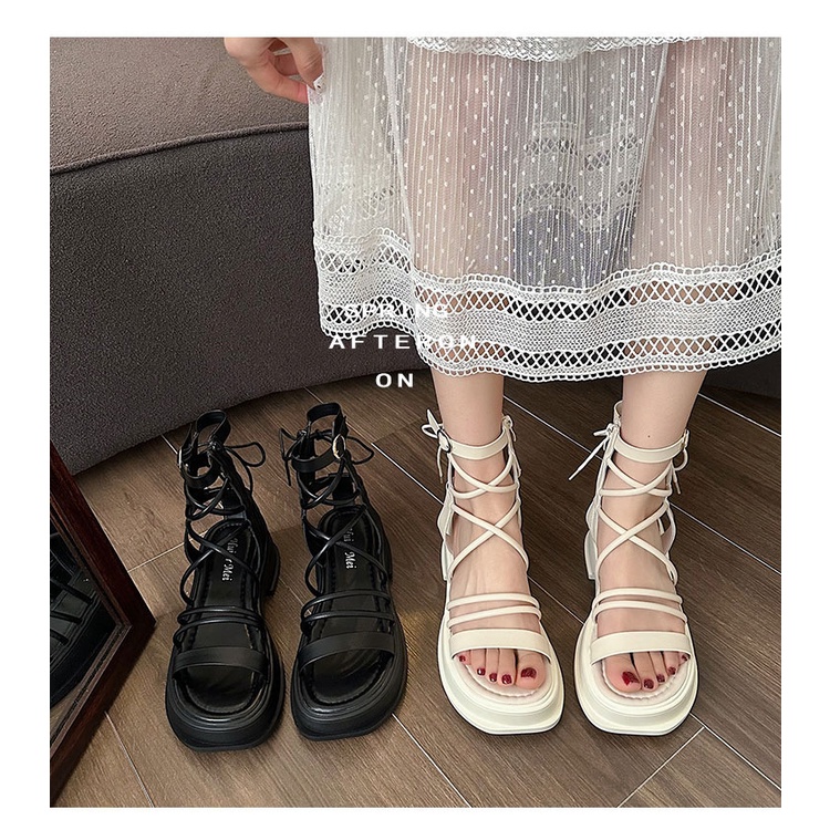 Giày Sandal Đế Phẳng Phong Cách Preppy Mùa Hè Kiểu Dáng Mới Có Khóa Cài Dày Dặn Cho Nữ RSVP