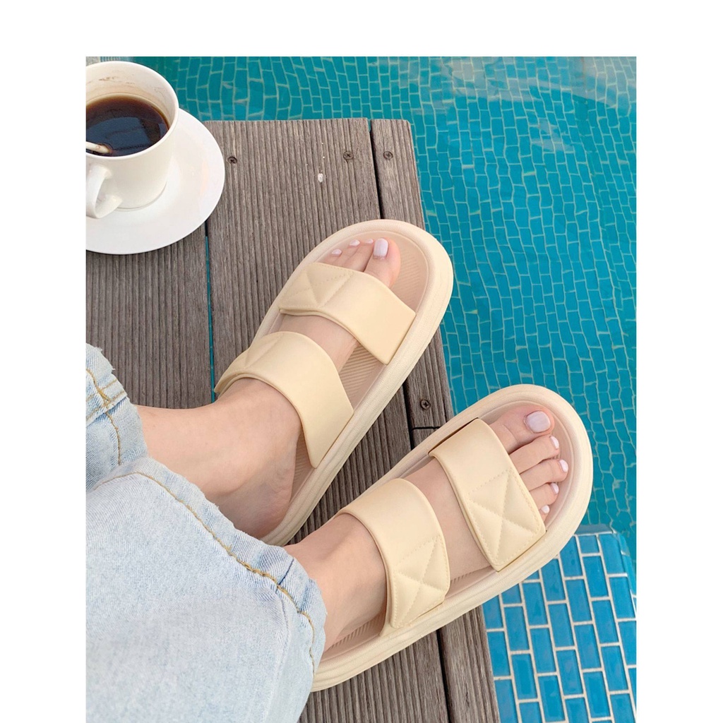 Xăng đan Hai Lớp Đế Mềm Màu Trơn Đơn Giản Thoải Mái Mùa Hè Dành Cho Bạn Nữ Mang Trong Nhà / Phòng Ngủ