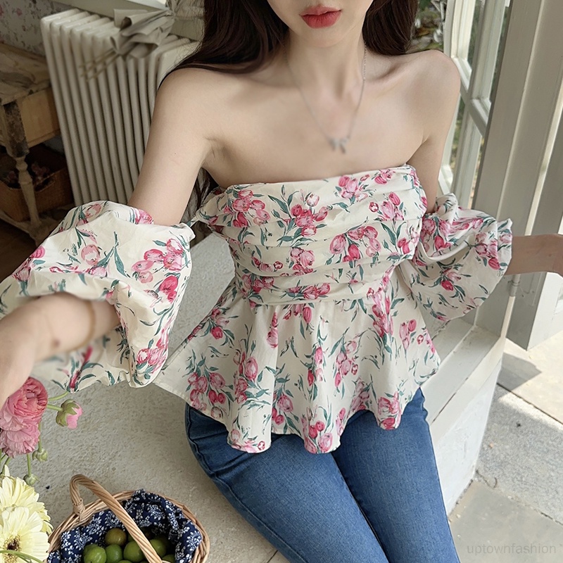 Áo Kiểu Hàn Quốc Hở Vai Thời Trang Mùa Hè Xinh Xắn Cho Nữ