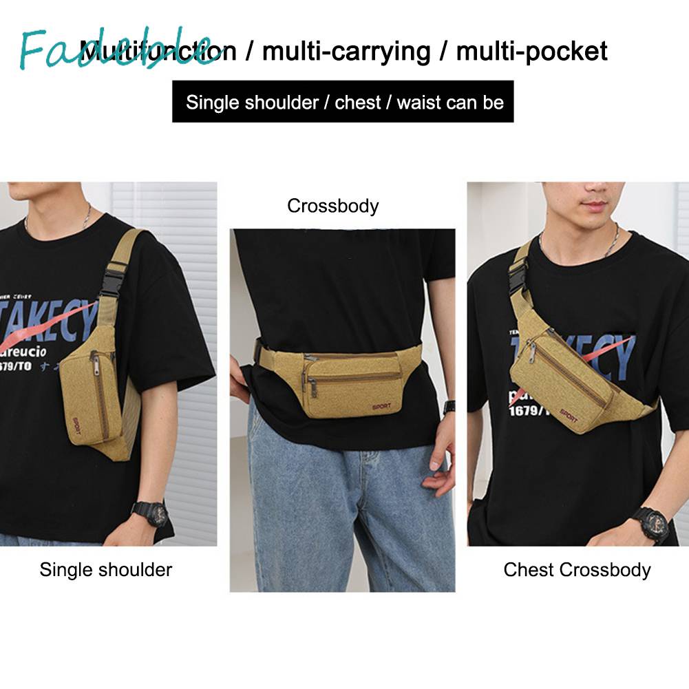 Túi Đeo Chéo Thể Thao Bằng Vải Canvas Thoáng Khí Có Khóa Kéo Tiện Dụng