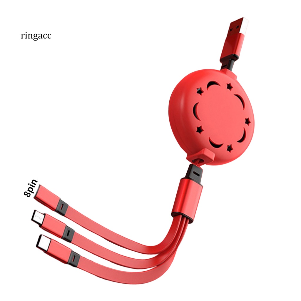 Dây Cáp Sạc RGA 3 Trong 1 Cổng Micro USB Type-C 8Pin Cho Điện Thoại