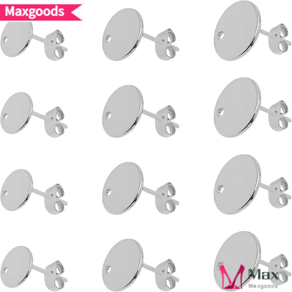 MAXG Bông Tai Hình Tròn Họa Tiết Bướm DIY Bằng Thép Không Gỉ Dành Cho Nữ