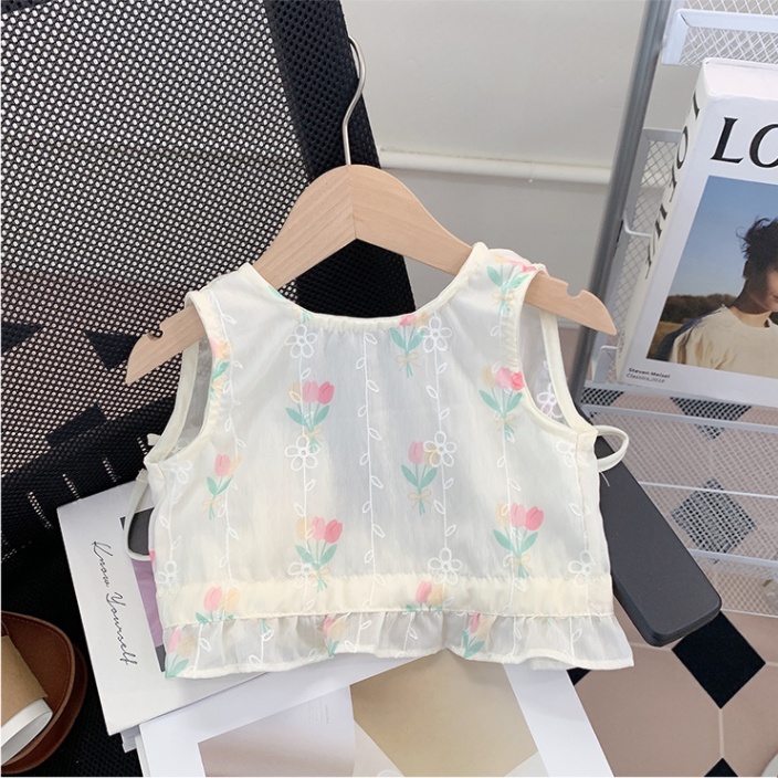 Bộ Áo Sát Nách + Quần Dài Cột Dây Phong Cách Phương Tây Thời Trang Mùa Hè 2023 Mới Cho Bé Gái