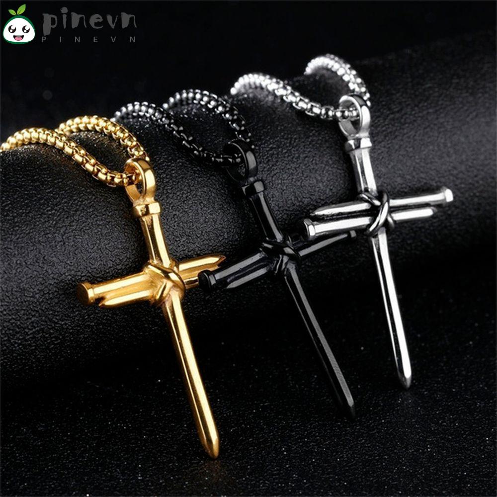 PINEVN Vòng Cổ Choker Mặt Thánh Giá Thời Trang Cho Nam