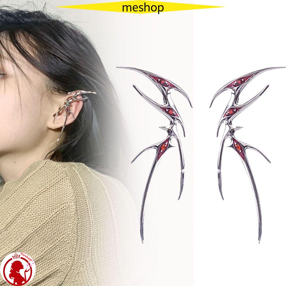 ME Bông Tai Hình Bướm Đính Đá Bằng Kim Loại Màu Đỏ Phong Cách Gothic Thời Trang Cho Nữ