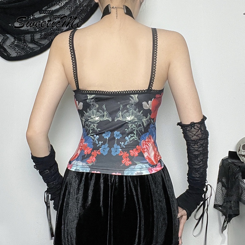 Áo Tank Top Ôm Dáng In Họa Tiết Đầu Lâu Thời Trang Đường Phố Gợi Cảm Hàng Mới 2023 Dành Cho Bạn Nữ