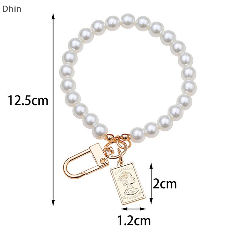 Móc Khóa Điện Thoại / Chìa Khóa Bằng Hợp Kim Hình Chữ Cái Đính Ngọc Trai Dễ Thương