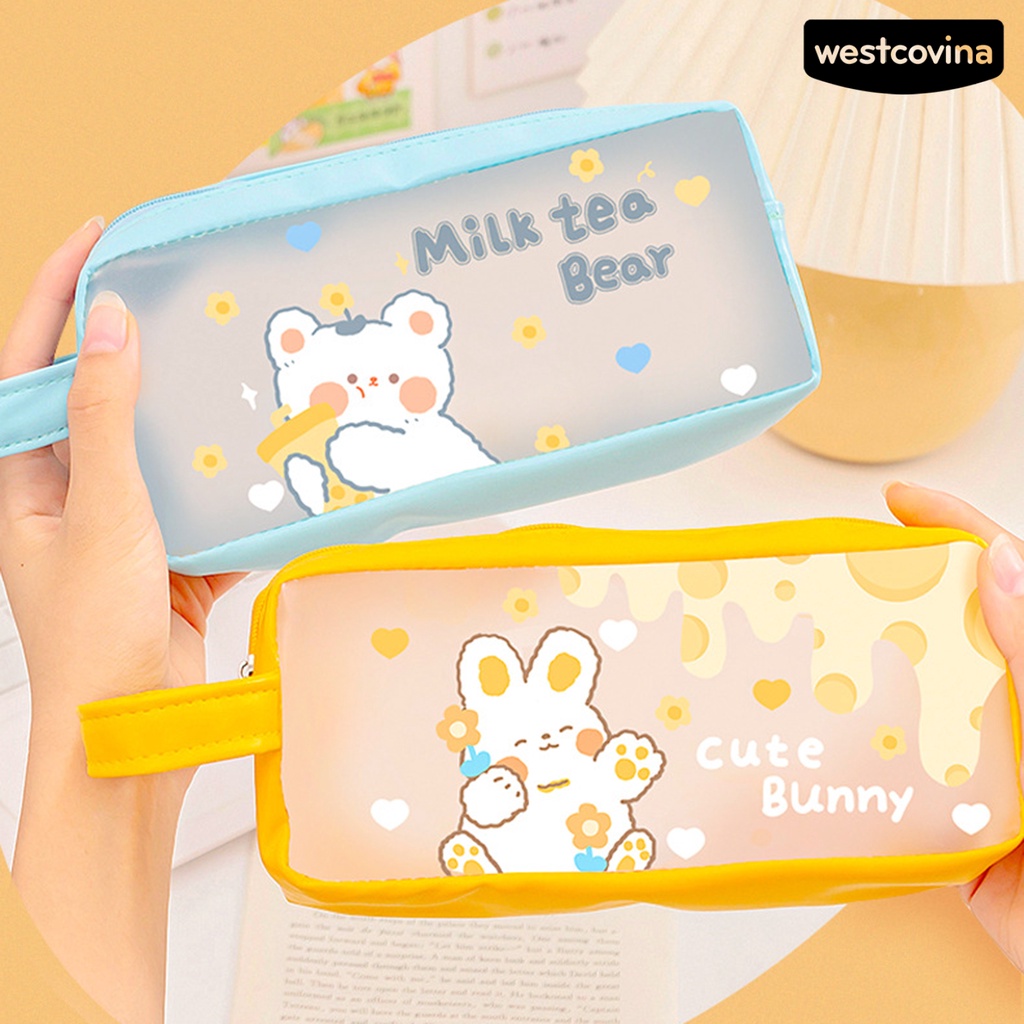 [WSTN]✎Túi Đựng Bút Trong Suốt Chống Bụi Sức Chứa Lớn In Họa Tiết Hoạt Hình Dễ Thương Dùng Hàng Ngày