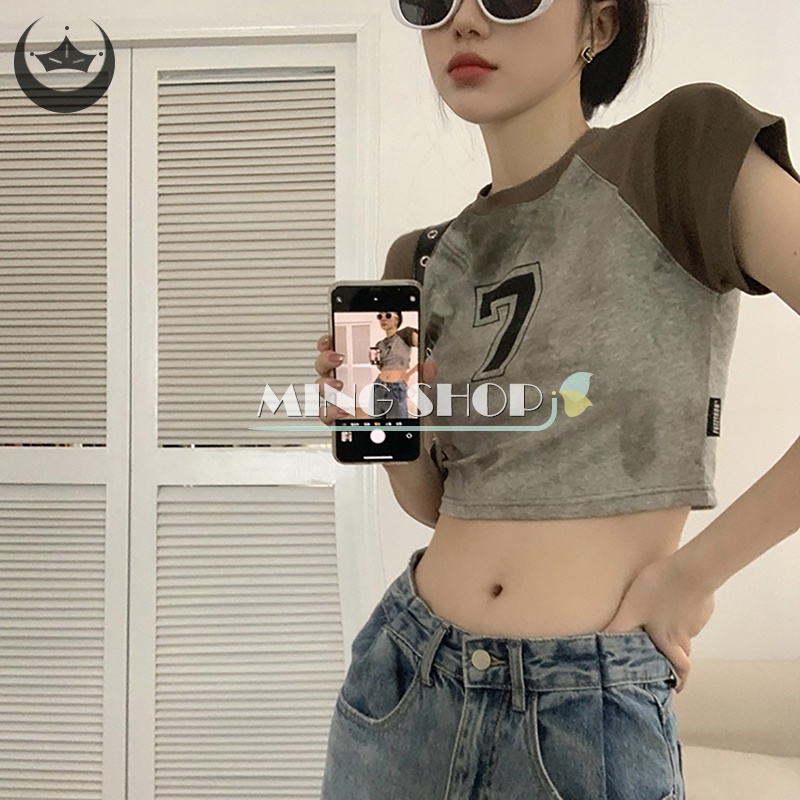 Áo Thun Tay Ngắn Cổ Tròn In Hình Phong Cách Retro Dành Cho Nữ