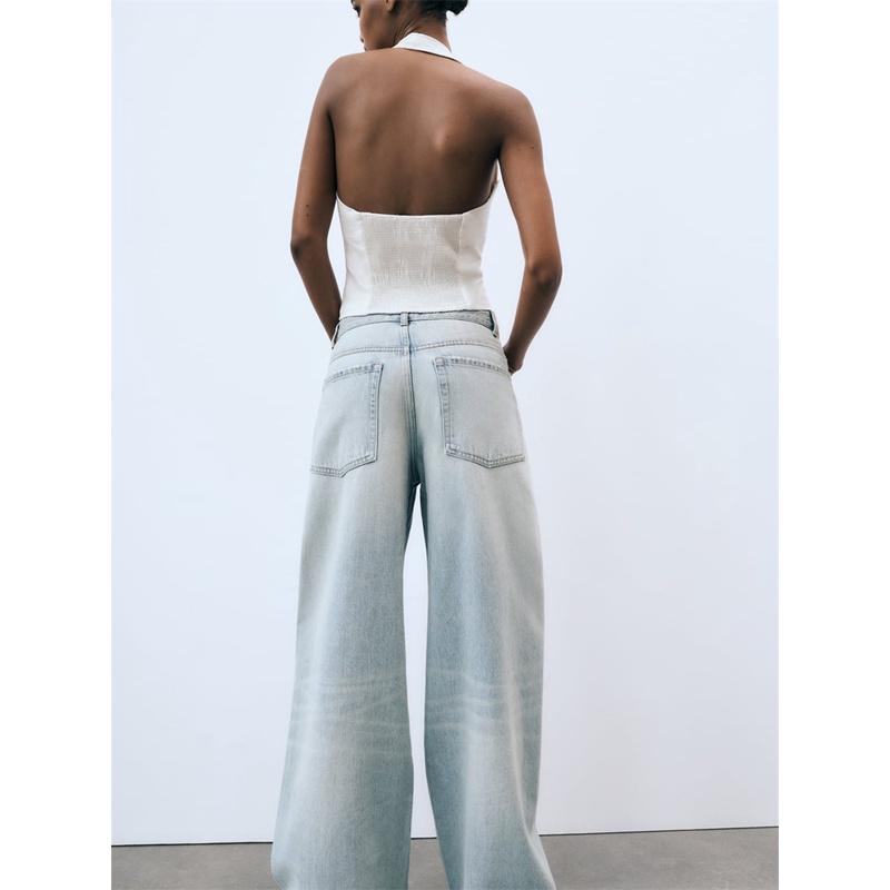 Zara Áo Hai Dây Vải Lanh Co Giãn Hở Lưng Gợi Cảm Cho Nữ 4661011