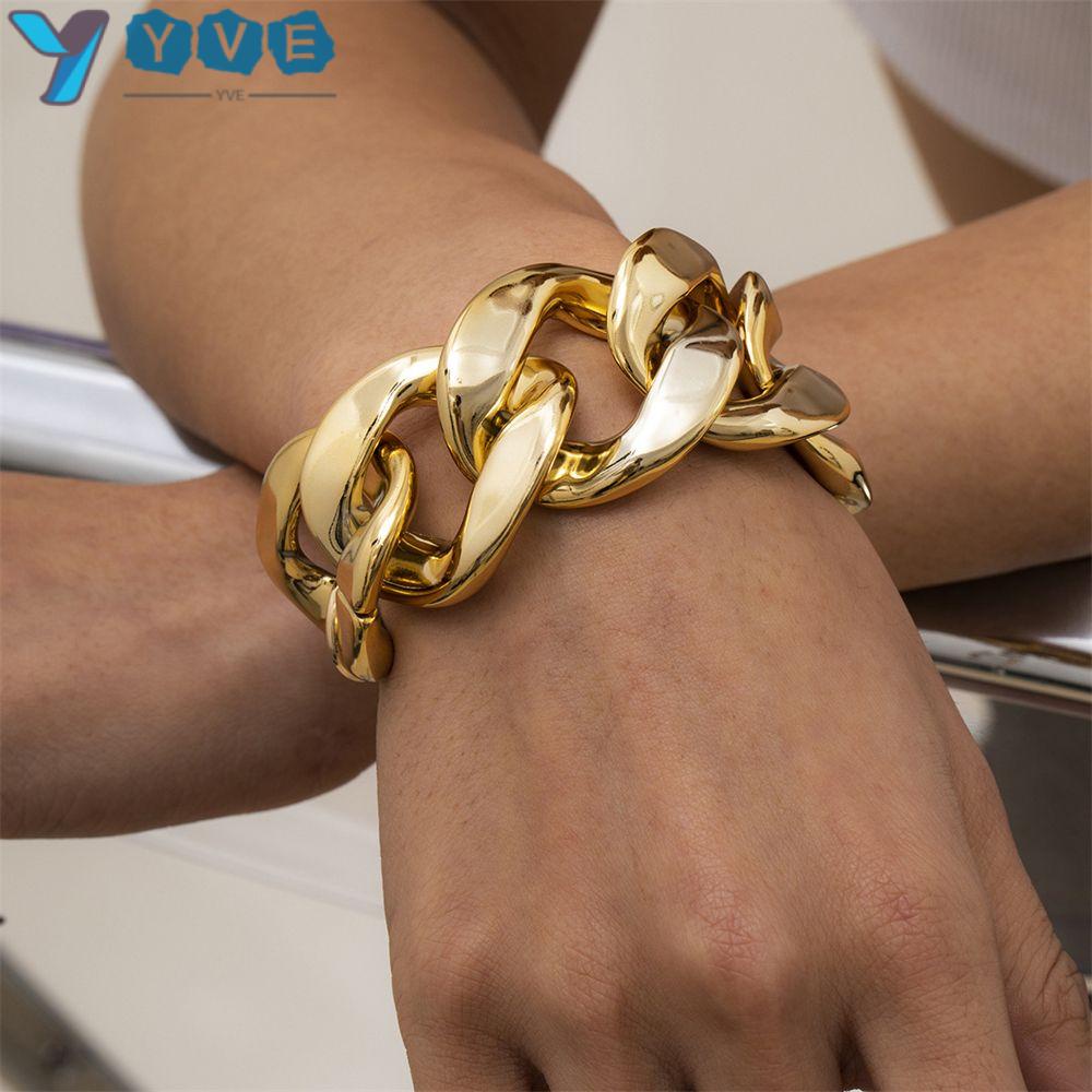 YVE Vòng Tay Dây Xích Dày Dạng Xoắn Phong Cách Hip Hop Thời Trang