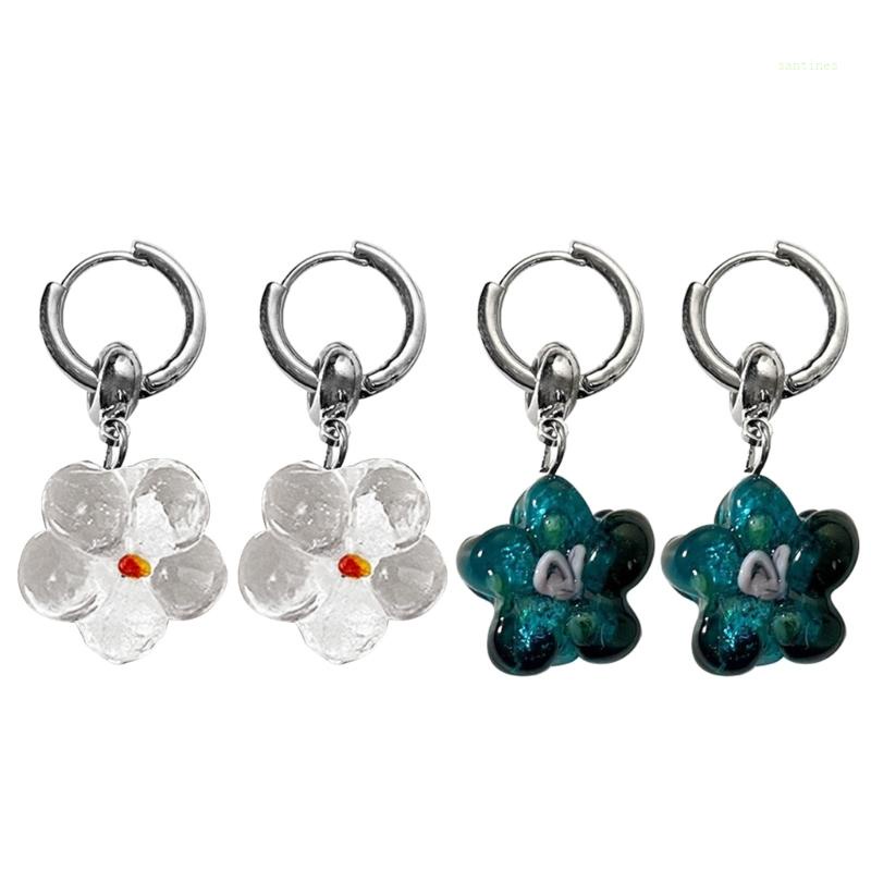 Bông Tai Hình Hoa Tròn Bằng Nhựa Acrylic 2 Màu Sắc Tùy Chọn Thời Trang Cho Nữ