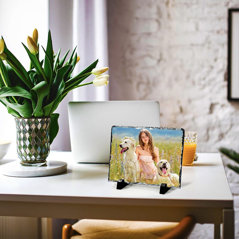 Bộ 5 Khung Ảnh Bằng Đá Giữ Nhiệt Kèm Giá Đỡ Trưng Bày Để Bàn