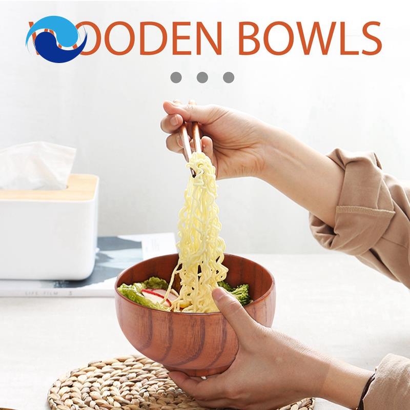 Bộ 4 Bát Ăn Cơm / Mì Bằng Gỗ Trơn Đường Kính 4.5 Inch 2-5 / 8 Inch Phong Cách Nhật Bản