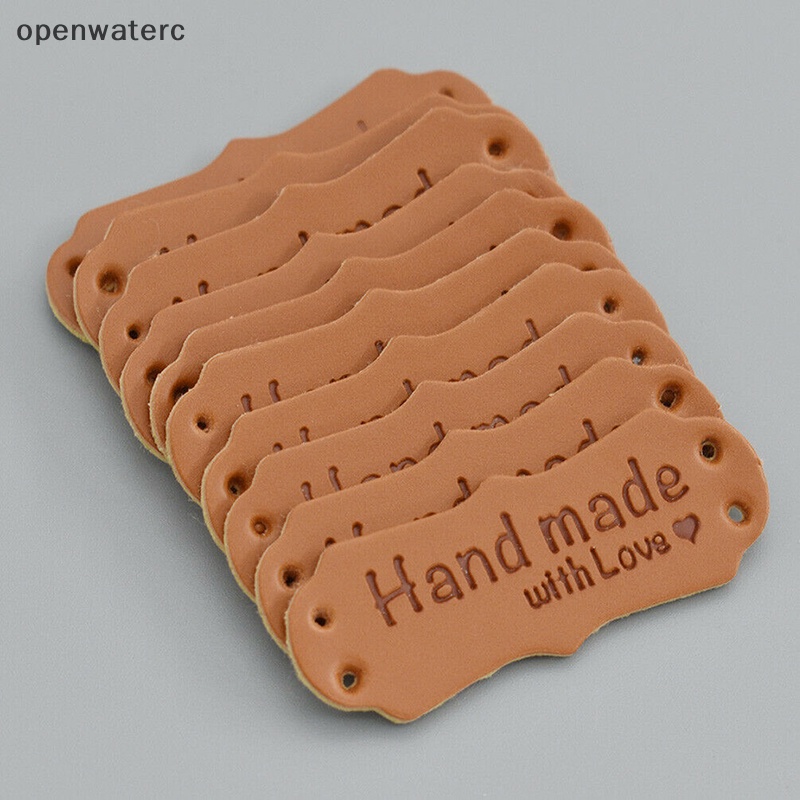 Set 50 Thẻ Da PU In Chữ Handmade With Love Dùng Để May Vá DIY