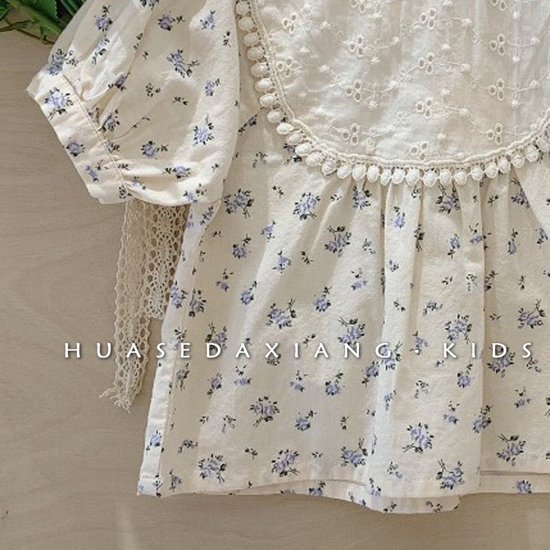 Áo Sơ Mi Tay Ngắn Cổ Peter Pan Thêu Hoa Thời Trang Mùa Hè 2023 Cho Bé Gái