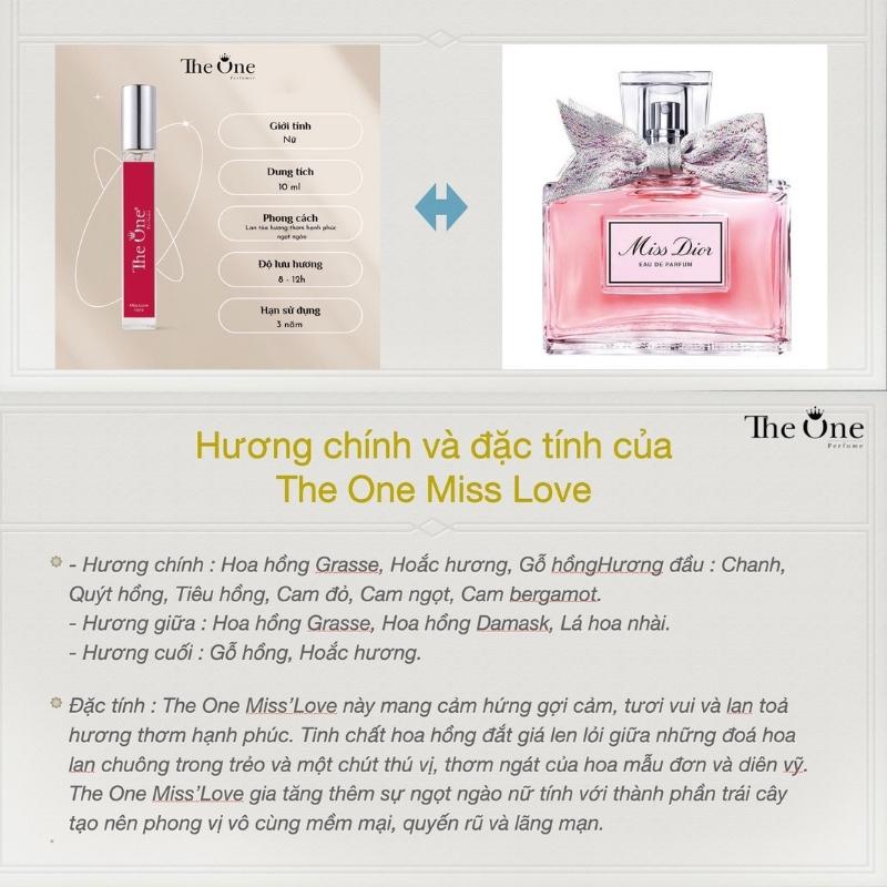 Nước hoa nữ The one Miss' love dạng xịt 10ml thơm lâu cao cấp lưu hương 8 đến 12 tiếng