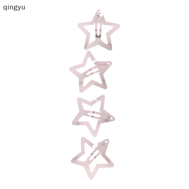 Bộ 4 Kẹp Tóc Hình Ngôi Sao Màu Sắc Bạc Thiết Kế Tối Giản Cho Nữ