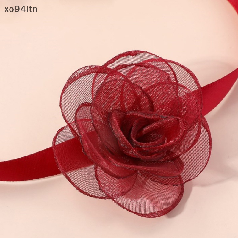 Vòng Cổ Choker Hình Hoa Trà Và Nơ Phong Cách Vintage Cho Nữ