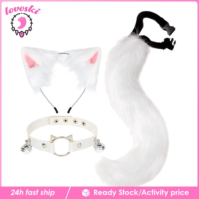 Set 3 Món Gồm Vòng Cổ Choker Và Đuôi Lông Nhung Hóa Trang Nhân Vật Anime