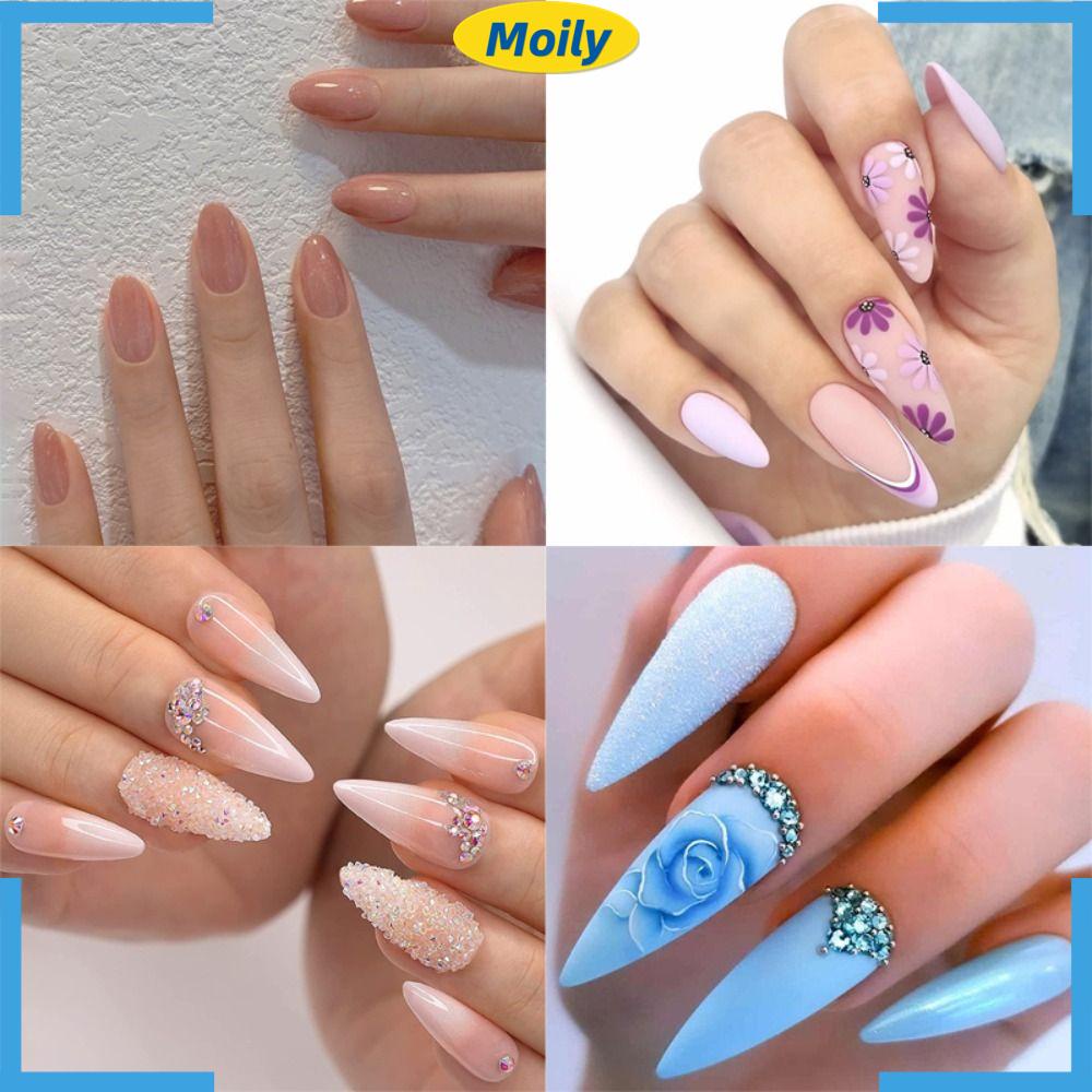 MOILYVN Bộ Móng Tay Giả Đầu Nhọn Dài Có Thể Tháo Rời Che Phủ Toàn Diện Cho Nữ