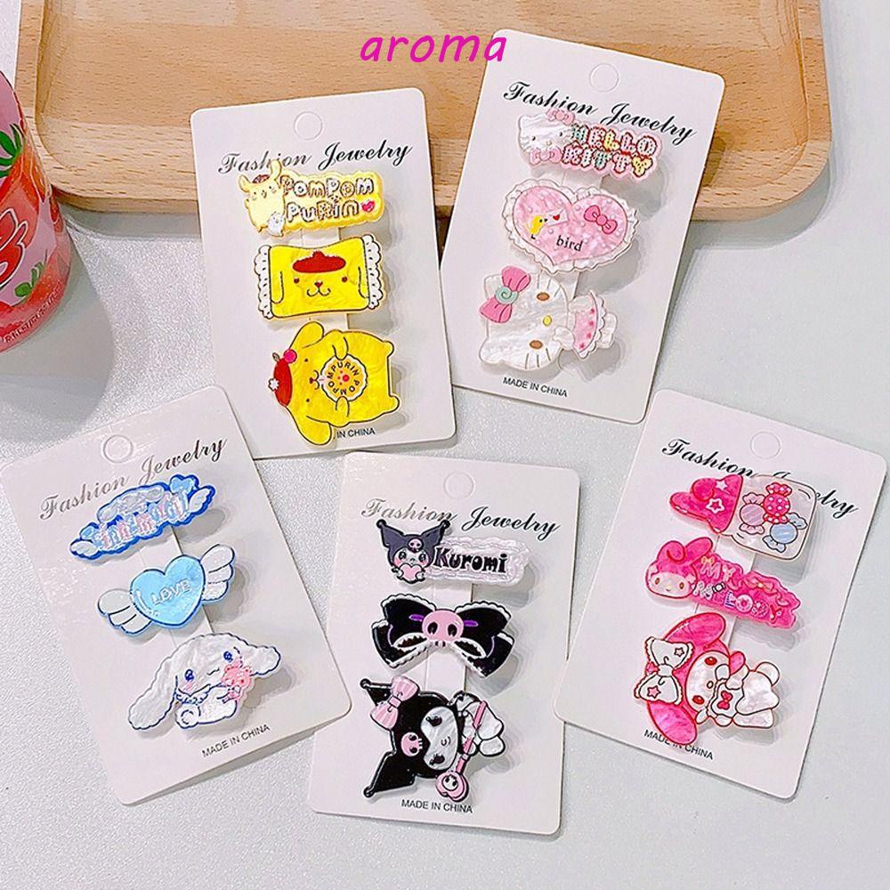 AROMA Kẹp Tóc Hình Mèo Đính Đá Xinh Xắn Cho Nữ
