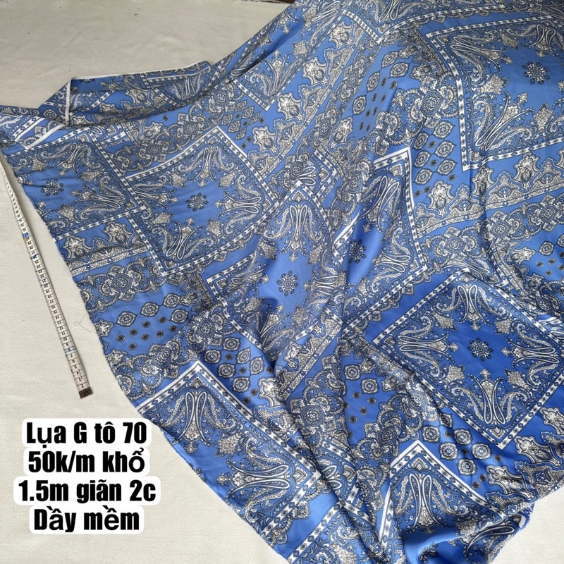 Vải Lụa G tô- lụa dầy họa tiết khăn đẹp lạ hoa số 70