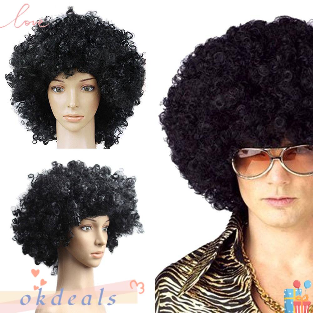 OKDEALS Tóc Giả Xoăn Lọn Nhiều Màu Đen Hóa Trang Chú Hề Afro