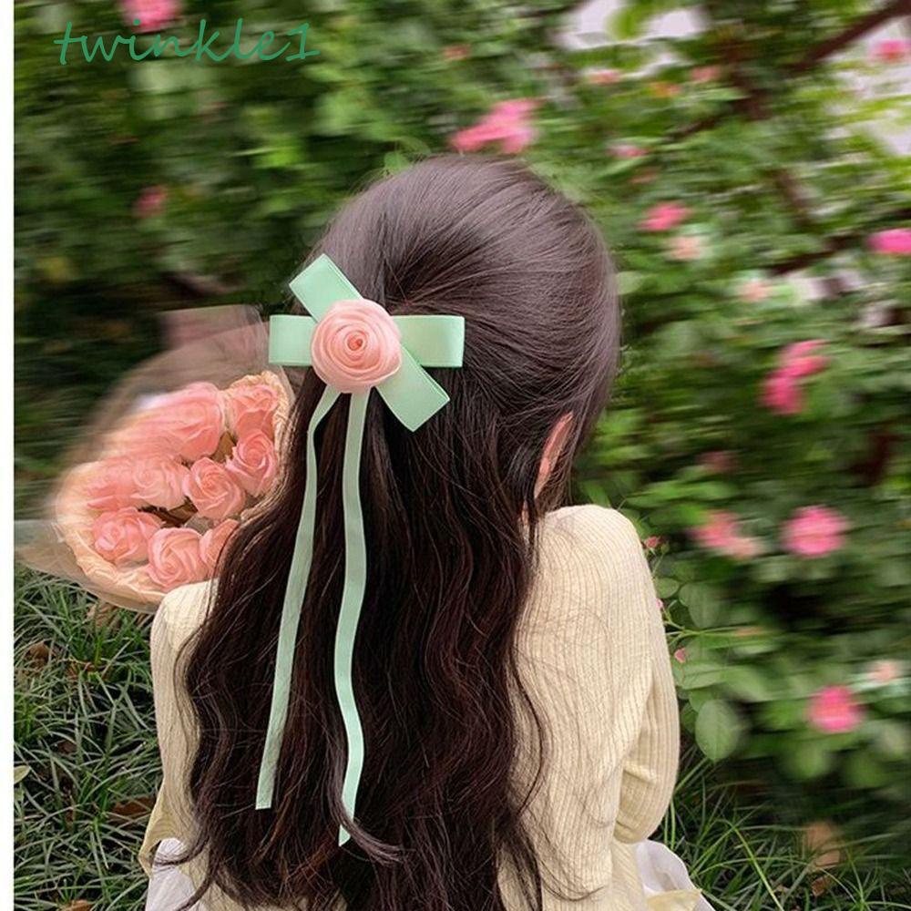 TWINKLE Kẹp Tóc Đính Nơ Ruy Băng Dễ Thương Cho Bé Gái