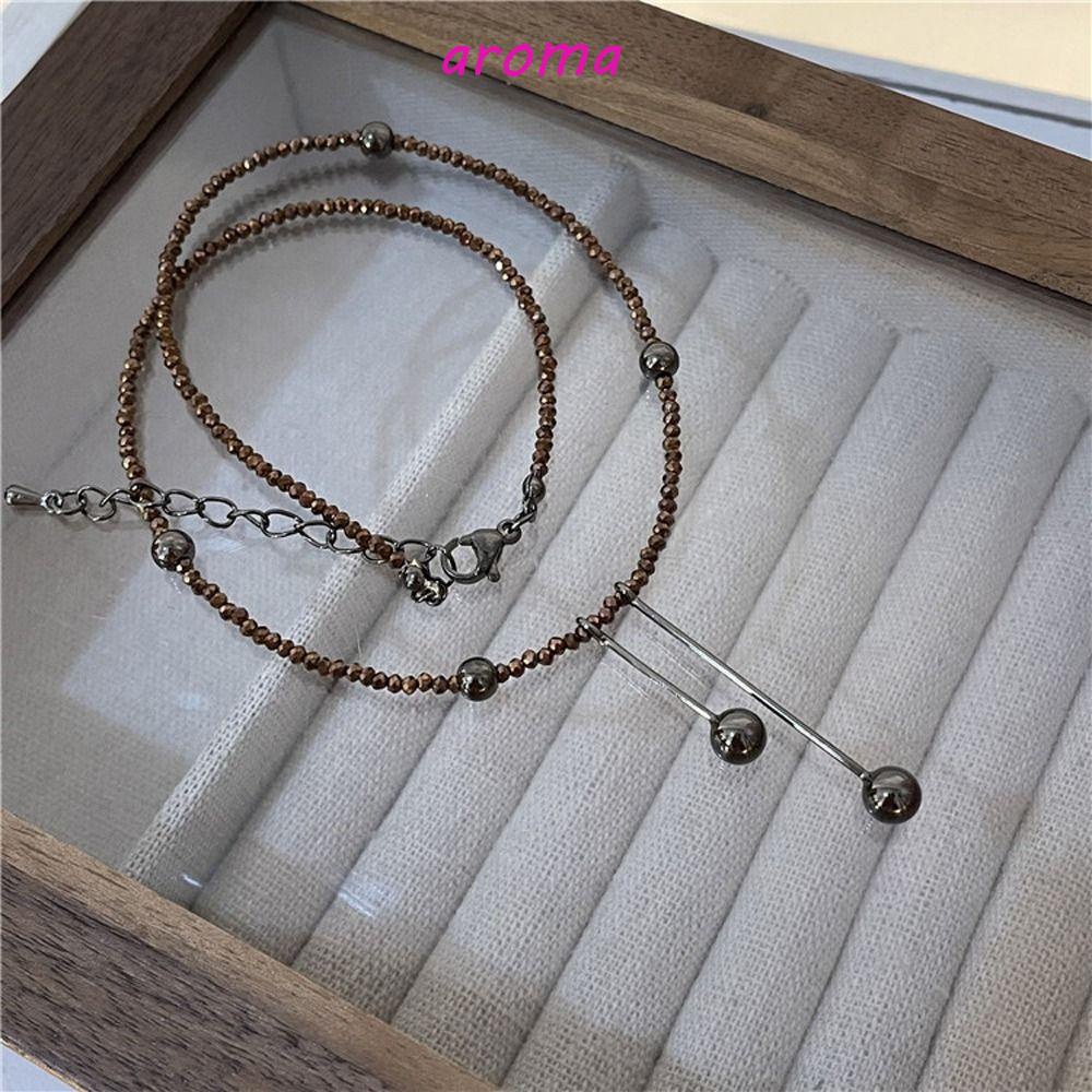 AROMA Vòng cổ Đồng Đính Hạt Ngọt Ngào Thanh Lịch Cho Nữ Y2K