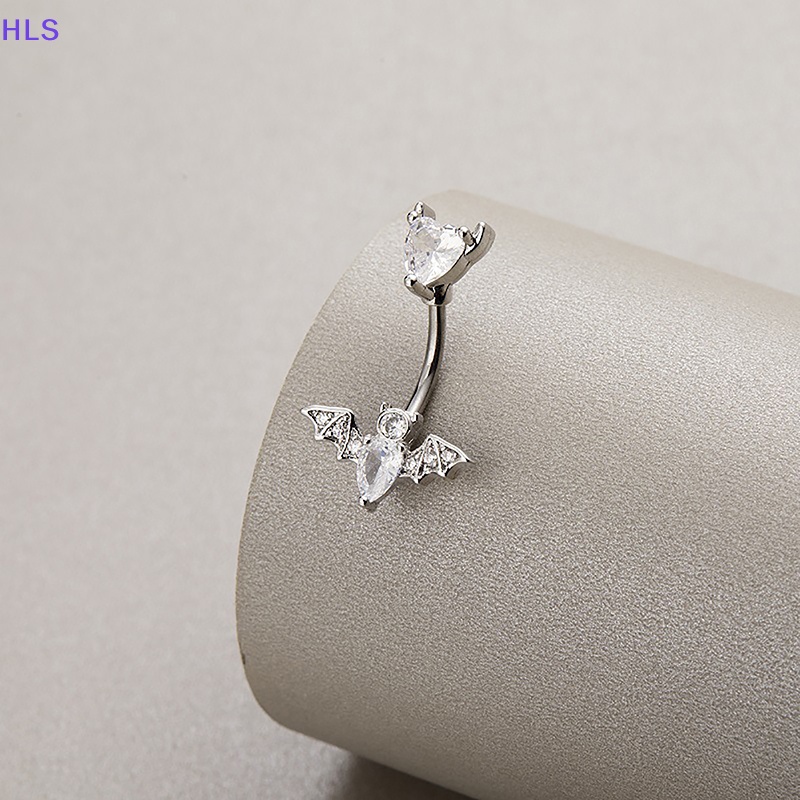 Khuyên Rốn Bằng Thép Không Gỉ Đính Đá Zircon Hình Dơi Thời Trang Cho Nữ